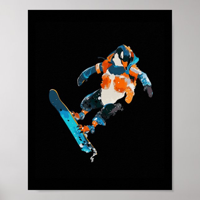 Poster Snowboard Penguin Winter Sports Fund (Frente)