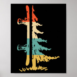 Poster Snowboard Pine Tree Vintage Snowboardi