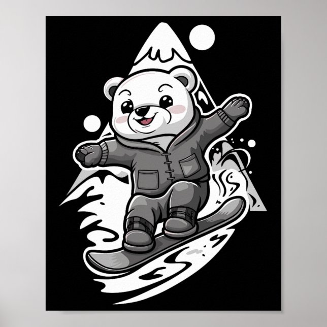 Poster Snowboard Polar Bear Mountain Snowboa (Frente)