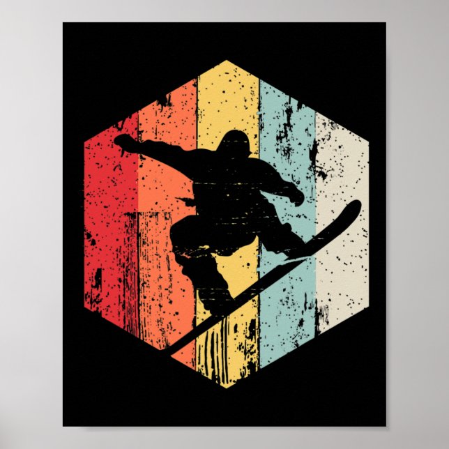 Poster Snowboard Retro Style Snowboarder (Frente)