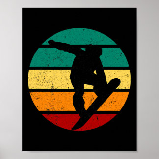Poster Snowboard Retro Sunset Winter Sports Alpier