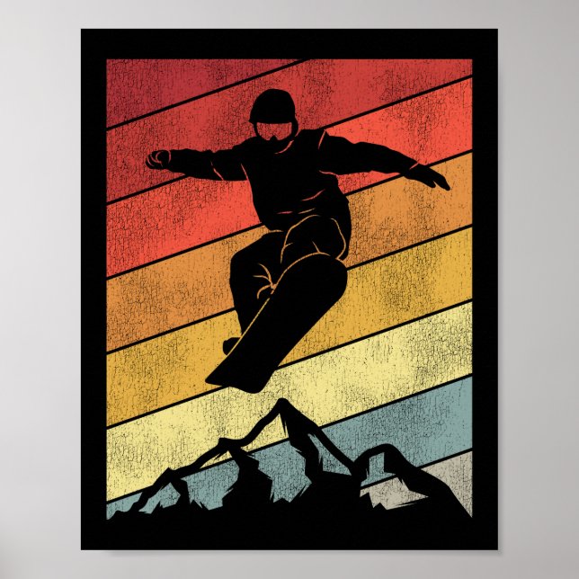 Poster Snowboard Retro Vintage Retro Mountain (Frente)