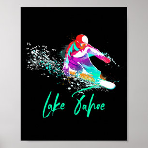 Poster Snowboard Shirt Vintage Lake Tahoe California T