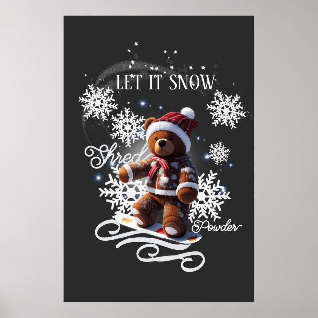 Poster Snowboard/Shred do Urso de Teddy (Frente)