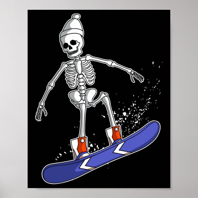 Poster Snowboard Skeleton Skiboarder (Frente)