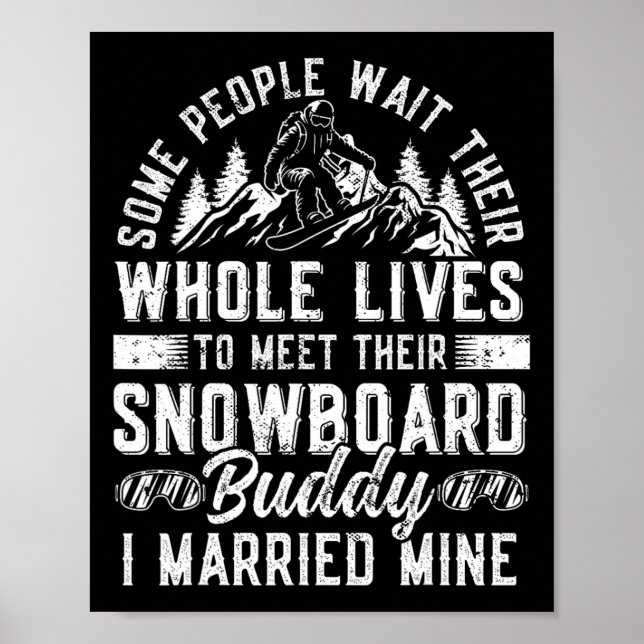 Poster Snowboard Snowboard Casamento Wife Husband Weddi (Frente)