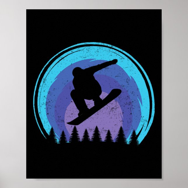 Poster Snowboard Snowboard Snowboarder Silhouette Grun (Frente)