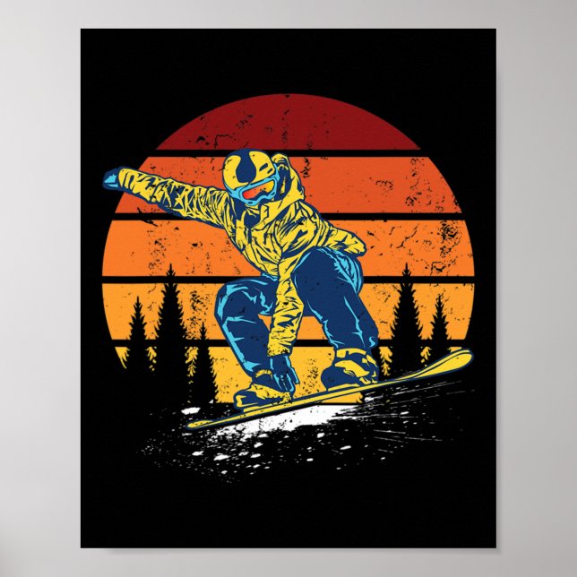 Poster Snowboard Snowboard Snowboarder Vintage Winter (Frente)