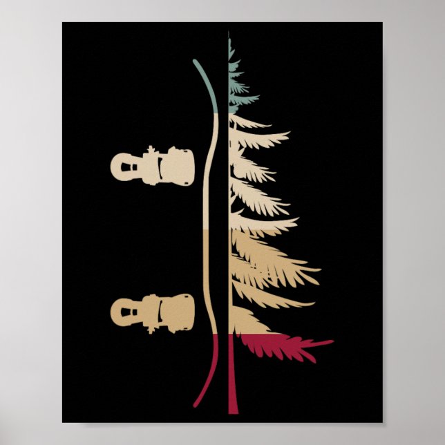 Poster Snowboard Snowboard Tree Snowboard Retro (Frente)