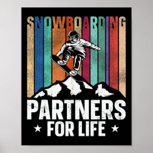 Poster Snowboard Snowboard Vintage Casamento Retro Wide