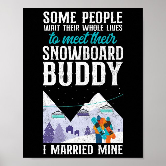 Poster Snowboard Snowboard Vintage Casamento Wife Buddy (Frente)