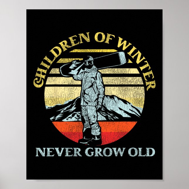 Poster Snowboard Snowboard Vintage Retro Crianças De W (Frente)
