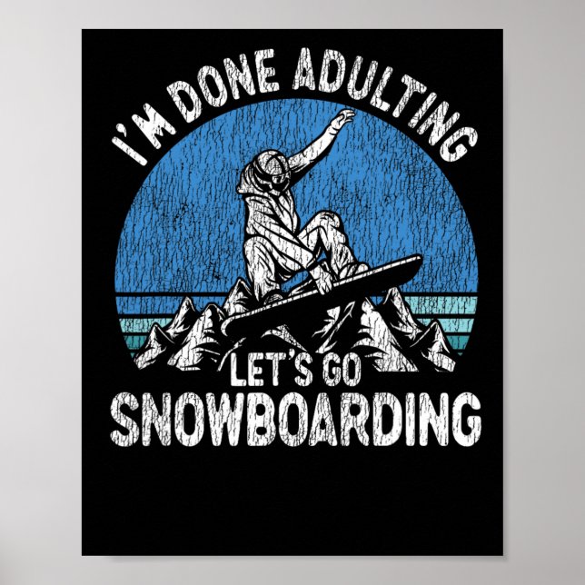 Poster Snowboard Snowboard Vintage Retro Estou pronto (Frente)