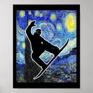 Poster Snowboard Starry Night Snowboard Van Gogh