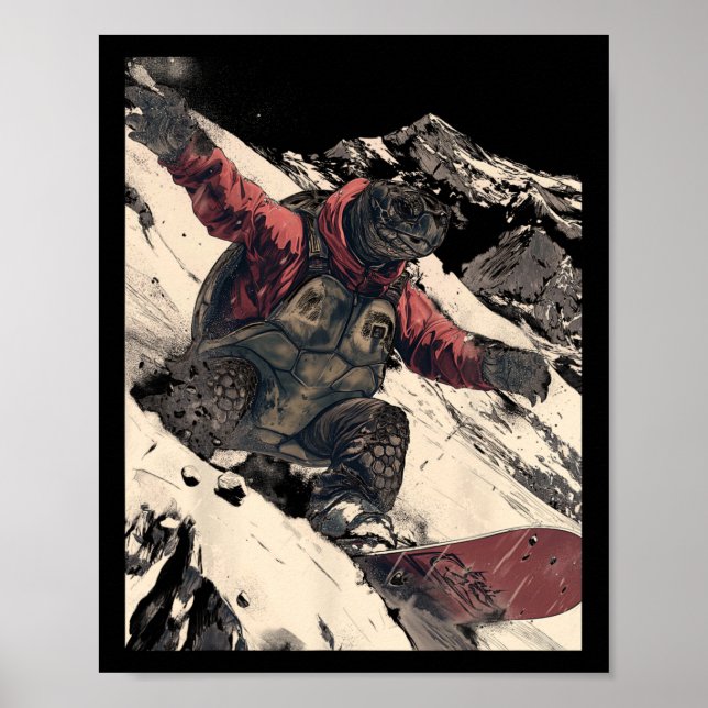 Poster Snowboard Tortoise Alpino Mountain Resort T (Frente)