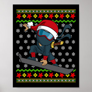 Poster Snowboard Ugly Christmas Sweater Patterno Ninja Sn