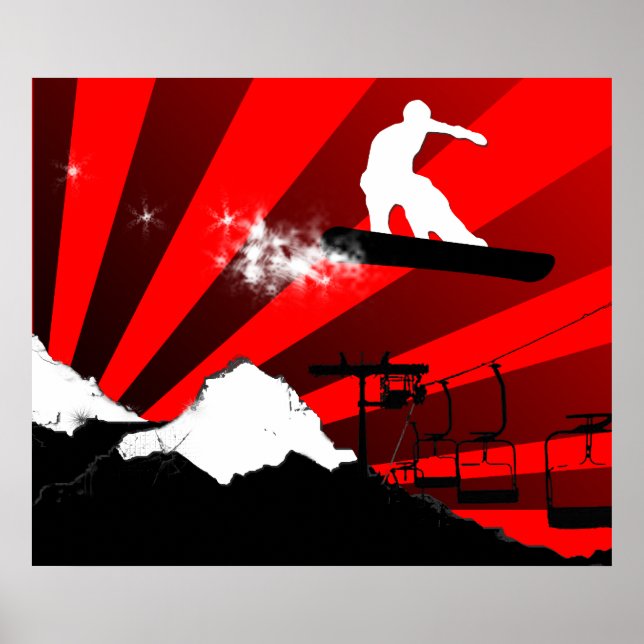 Póster snowboard. vermelho. (Frente)