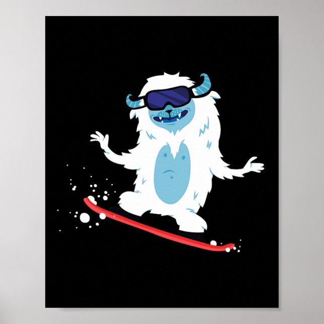 Poster Snowboard Yeti Bigfoot Gift Para Sasquatch Monst (Frente)