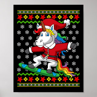 Poster Snowboarder Unicorn Papais noeis Snowboard Natal S