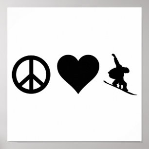 Póster Snowboarding do amor da paz