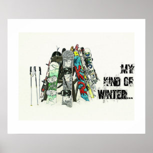 Poster Snowboards - meu tipo do inverno