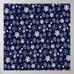 Poster Snowflake Blizzard Desenhado À Mão Com Marinho C