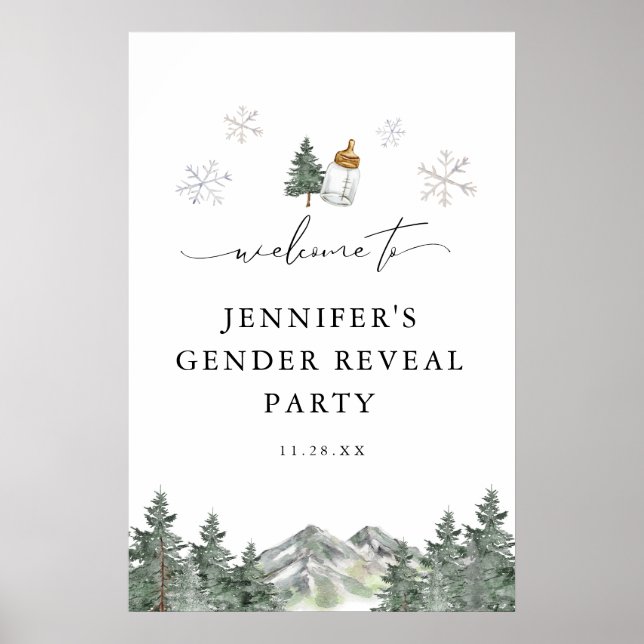 Poster Snowflake Mountain Gender Sinal de boas-vindas (Frente)