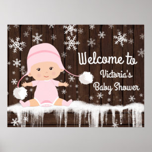 Póster Snowflake - Sinal de Chá de fraldas de inverno, co