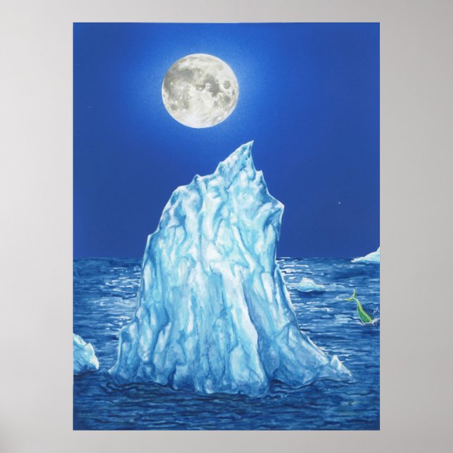 Póster Snowland Iceberg Sob a Lua Completa (Frente)