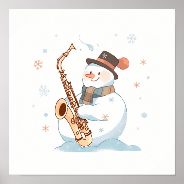 Poster Snowman a jogar o saxofone (Frente)