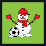 Poster Snowman engraçado com bola de futebol<br><div class="desc">Uma ilustração de um boneco de neve com um boné vermelho, luvas vermelhas e uma bola de futebol. Esta design é uma combinação de Natal e espírito desportivo. Celebrar o Natal reúne a família com boa comida e um bom bate-papo, enquanto os esportes trazem a melhor ligação da família. Se...</div>
