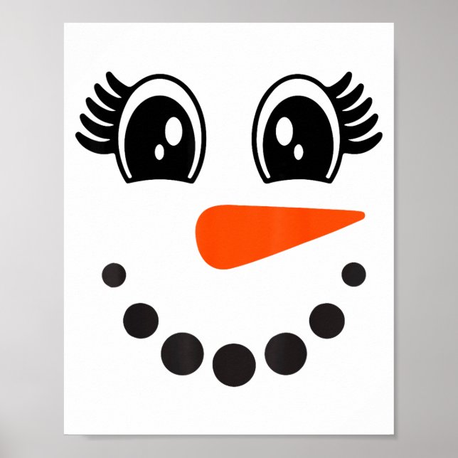 Poster Snowman Girl Face For Girls Christmas Winter  (Frente)