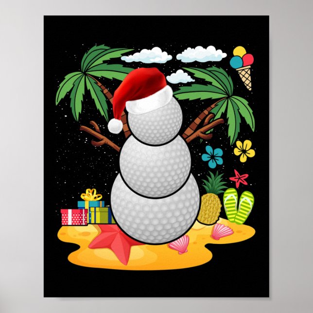 Poster Snowman Golfer Tee Verão De Natal Em Julho (Frente)