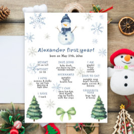 Poster Snowman Primeiro Aniversário Milestone Aniversário
