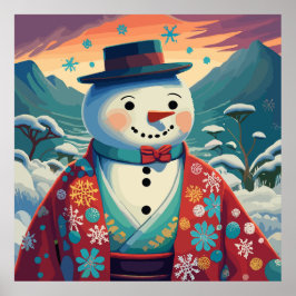 Poster Snowman veste quimono no Japão