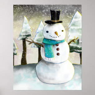 Poster Snowman Whimsical no Desenho de Natal