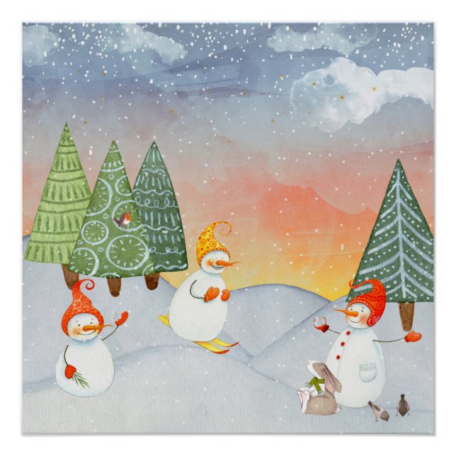 PÓSTER SNOWMAN & WOODLAND AMIGOS NO WINTER WONDERLAND (Frente)