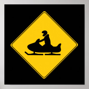 Poster Snowmobile do sinal de estrada
