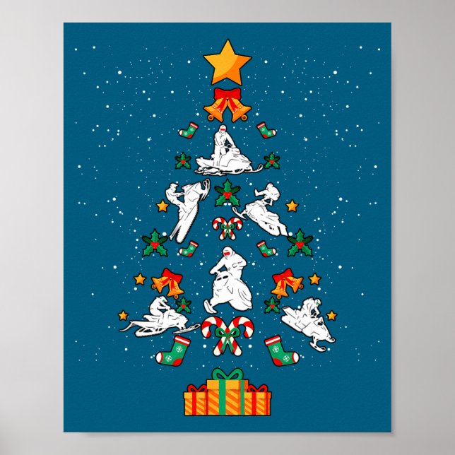 Poster Snowmobile Snowmobiling Christmas Tree Xmas  (Frente)