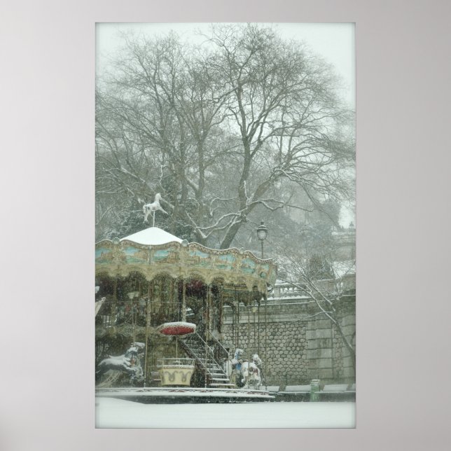 Póster Snowy carousel Paris (Frente)