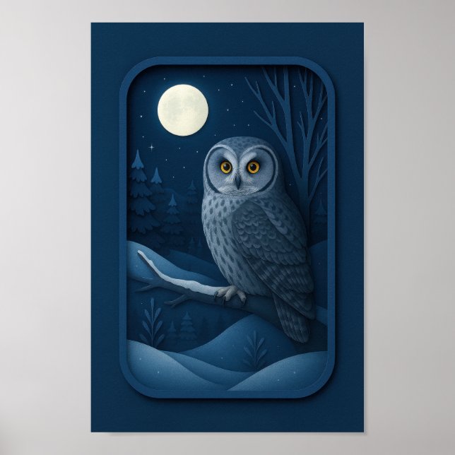 Poster Snowy Owl in Moonlight (Frente)