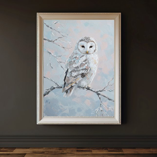 Póster Snowy Owl on Winter Branch – Tranquil Nature Art (Criador carregado)