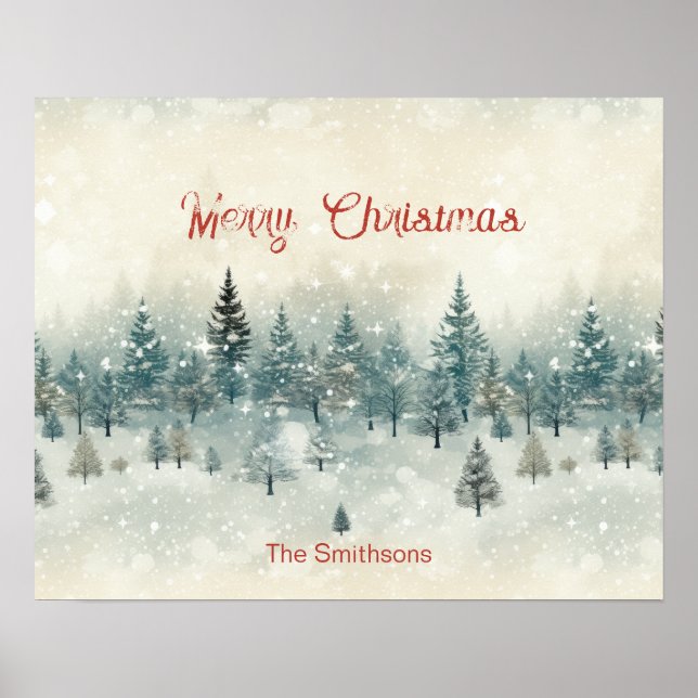 Poster Snowy Pine Trees Vintage (Frente)