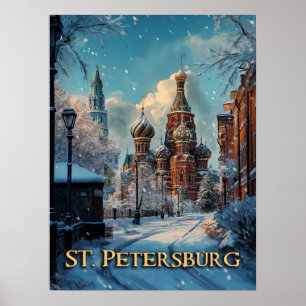 Poster Snowy Russo Charm - Rua. Petersburg Winter Viagem