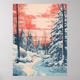 Poster Snowy Sunset Serenity