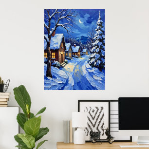 Poster Snowy Village à noite