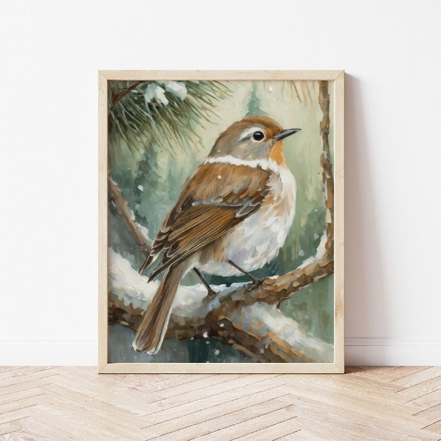 Poster Snowy Winter Bird Modern Art (Criador carregado)