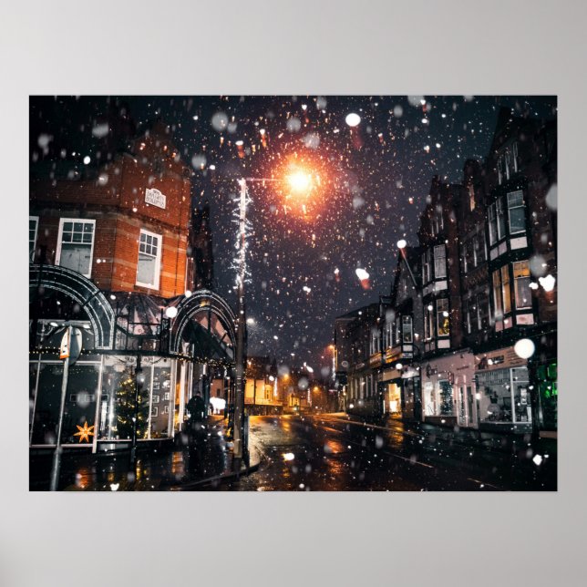 Poster Snowy Winter Cityscape JPG Cityscape Residence Por (Frente)