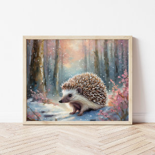 Poster Snowy Winter Hedgehog Arte Moderna