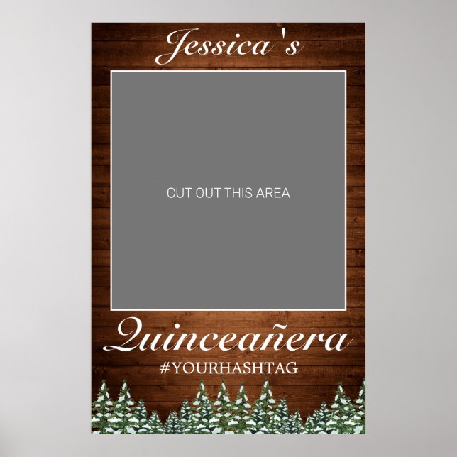 Poster Snowy Wood & Forest Country Quinceañera Foto Prop (Frente)